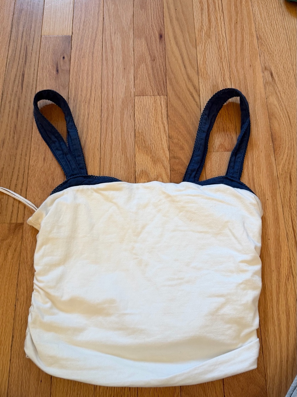Free People Ivory Tank Top with Black Straps